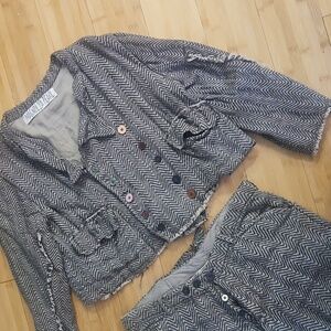 Magnolia Pearl Double breasted  Suit Cotton Blend linen rare